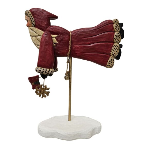 Lori Miller Hand-Carved Wooden Flying Santa Figurine With Stand - Picture 1 of 8